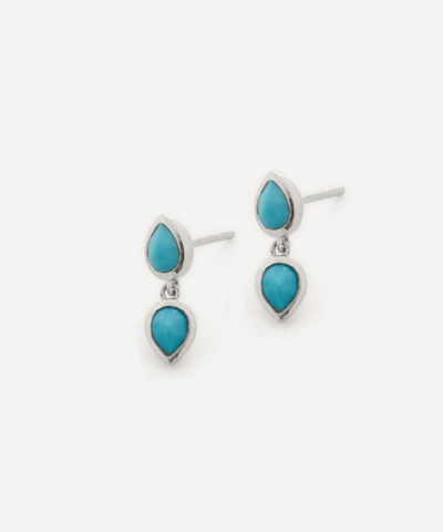 Monica Vinader Double Teardrop Recycled Sterling-silver And Turquoise Stud Earrings