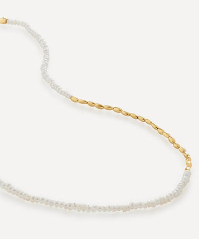 Monica Vinader Mini Nugget 18ct Recycled Yellow Gold-plated Vermeil Sterling-silver And Faux-pearl Beaded