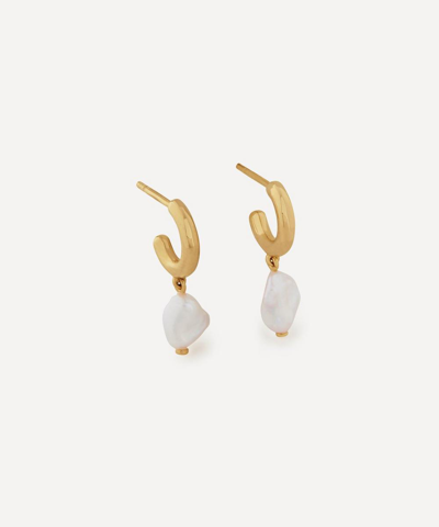 MONICA VINADER MONICA VINADER 18CT GOLD-PLATED VERMEIL SILVER NURA KESHI PEARL HUGGIE HOOP EARRINGS