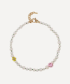 MARTHA CALVO GOLD-PLATED DAZED PEARL AND ENAMEL CHARMS NECKLACE