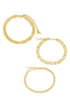 Sterling Forever Anchor Chain Link Bracelet Set In Gold