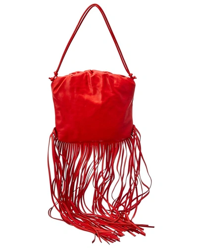 Bottega Veneta The Fringe Leather Tote In Red