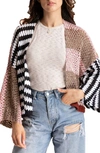Saachi Birdie Colorblock Crochet Short Jacket In Black
