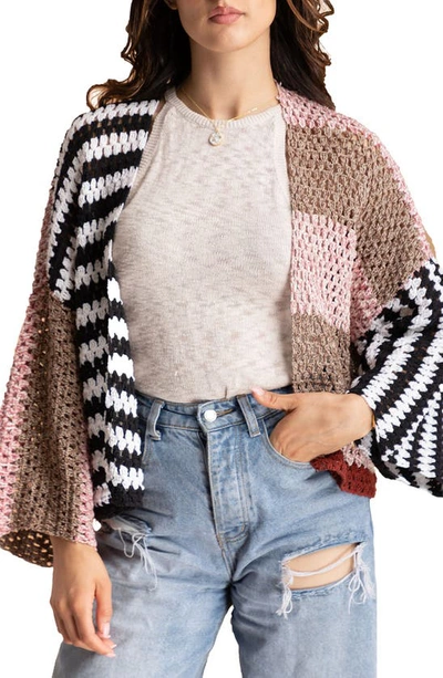 Saachi Birdie Colorblock Crochet Short Jacket In Black