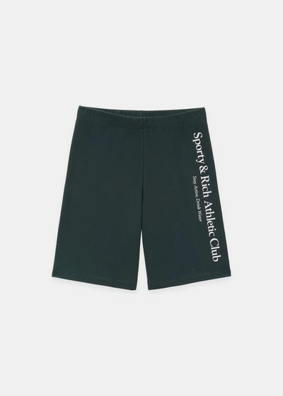 Sporty And Rich Green Athletic Club Biker Shorts In Forest & White