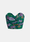 Alessandra Rich Green Flower Print Silk Top In Green