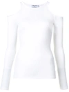 Frame Denim Variegated Cut Out Long Sleeve In White. In Blanc