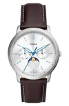 FOSSIL NEUTRA MOONPHASE LEATHER STRAP WATCH, 42MM