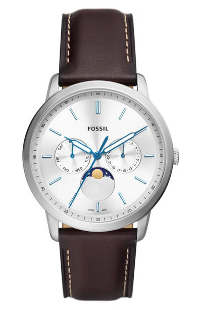 Fossil Men's Neutra Brown Leather Strap Watch 42mm In Tan