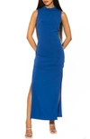 ALEXIA ADMOR MOCK NECK SLEEVELESS MAXI DRESS