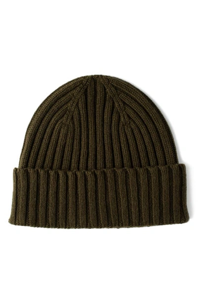 Mackie Wallace Rib Cashmere Beanie In Military