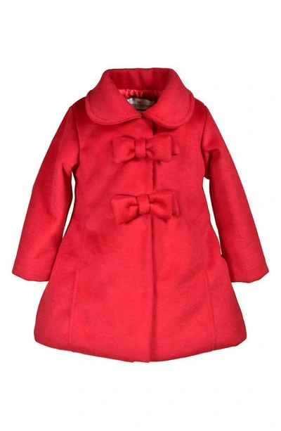 Widgeon Babies' Bow Front Coat In Faux Wool Red