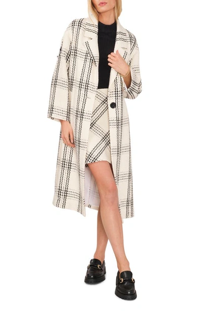 Vince Camuto Plaid One-button Coat In New Ivory