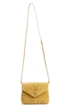 Saint Laurent Loulou Toy Quilted Suede Crossbody Bag In Chartreuse