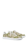 Tory Burch T Monogram Howell Floral-embroidered Sneakers In Hazel/ Snow White