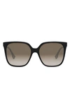 Fendi 59mm Gradient Square Sunglasses In Black/brown Gradient
