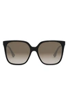 Fendi 59mm Gradient Square Sunglasses In Shiny Black