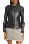 PROENZA SCHOULER WHITE LABEL CROP SNAP FRONT LEATHER JACKET