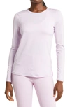 Zella Liana Long Sleeve Recycled Blend Performance T-shirt In Purple Hint