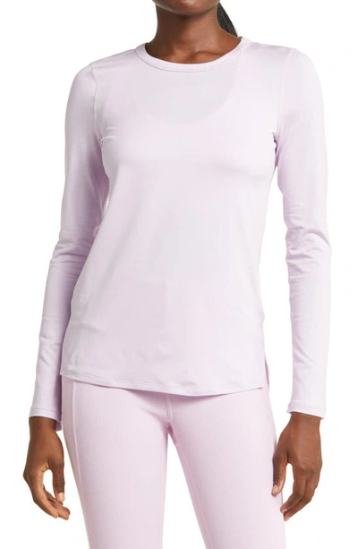 Zella Liana Long Sleeve Recycled Blend Performance T-shirt In Purple Hint