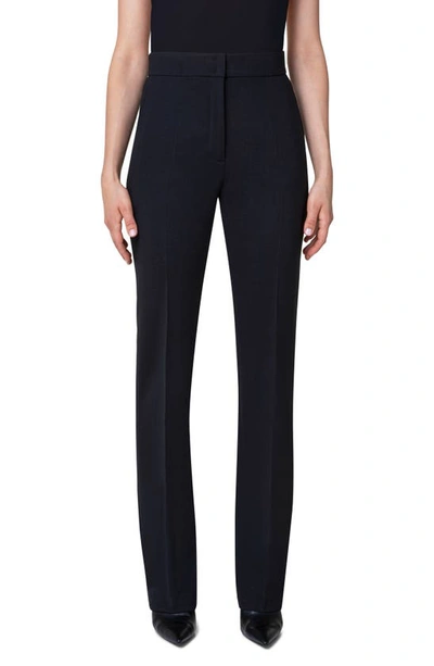 Akris Punto Chio Stretch Wool Crepe Straight Leg Pants In Black