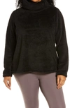 Zella Furry Fleece Funnel Neck Pullover In Black Multi