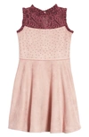 Ava & Yelly Kids' Sleeveless Lace Skater Dress In Mauve