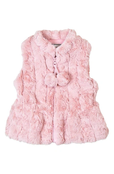 Widgeon Kids' Faux Fur Vest In Pink Ripple Stripe