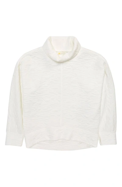 Zella Girl Kids' Carey Quilted Funnel Neck Pullover In Ivory