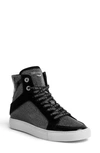 Zadig & Voltaire Zv1747 High Flash Glitter Leather And Mesh High-top Trainers In Noir