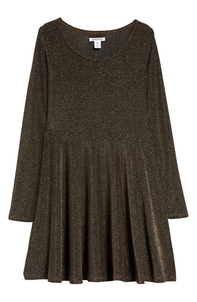 Nordstrom Kids' Metallic Long Sleeve Dress In Black- Gold