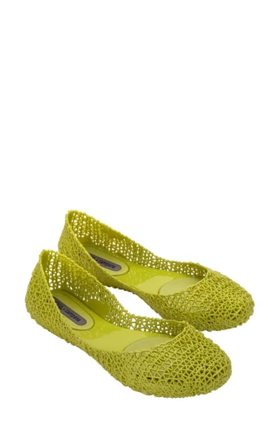 Melissa Women's Campana Open Weave Flats In Metallic Green