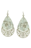 Olivia Welles Quinn Filigree Drop Earrings In Worn Gold / Gray