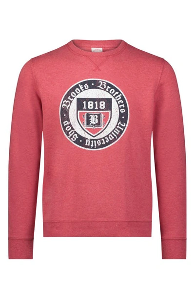 Brooks Brothers Crest Print Sweatshirt In Red Heather Multi