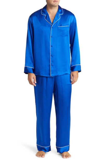 Nordstrom Classic Silk Pajamas In Blue Surf