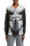 Y/project X Jean Paul Gaultier Black Body Morph Silk Shirt In Black / White