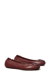 Tory Burch Minnie Travel Patent Leather Ballet Flats In Claret