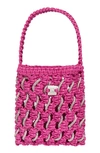 Yuzefi Small Woven Crystal Faux Leather Bag In Pink