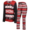Foco Women's  Crimson Oklahoma Sooners Ugly Long Sleeve T-shirt And Pajama Pants Sleep Set In Crimson