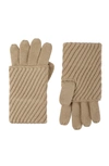 Allsaints Travelling Rib Fold Over Cuff Knit Gloves In Cortina Beige