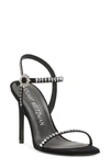 Stuart Weitzman Gemcut Crystal Suede Stiletto Sandals In Black