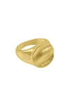 ADORNIA 14K YELLOW GOLD PLATED RIPPLE SIGNET RING