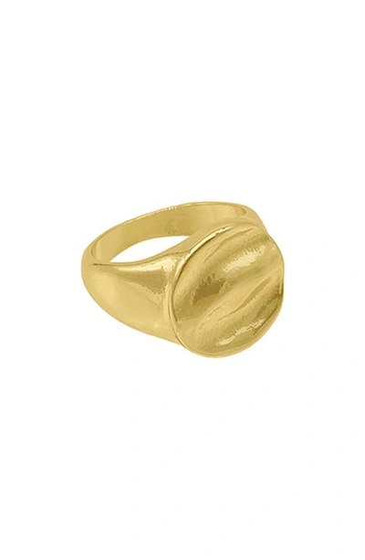 Adornia 14k Yellow Gold Plated Ripple Signet Ring