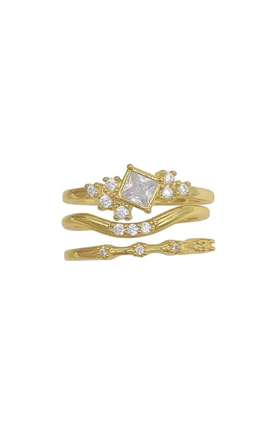 Adornia Assorted 3-pack 14k Yellow Gold Plated Cubic Zirconia Rings