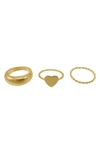 ADORNIA ADORNIA ASSORTED 3-PACK 14K YELLOW GOLD PLATED RINGS