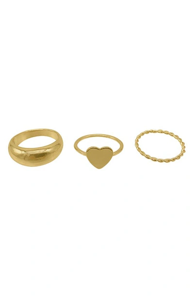 Adornia Assorted 3-pack 14k Yellow Gold Plated Rings