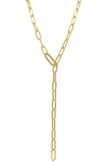 ADORNIA 14K YELLOW GOLD PLATED PAPERCLIP CHAIN LARIAT NECKLACE