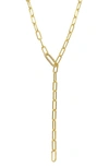Adornia 14k Yellow Gold Plated Paperclip Chain Lariat Necklace