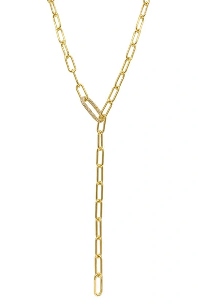 Adornia 14k Yellow Gold Plated Paperclip Chain Lariat Necklace