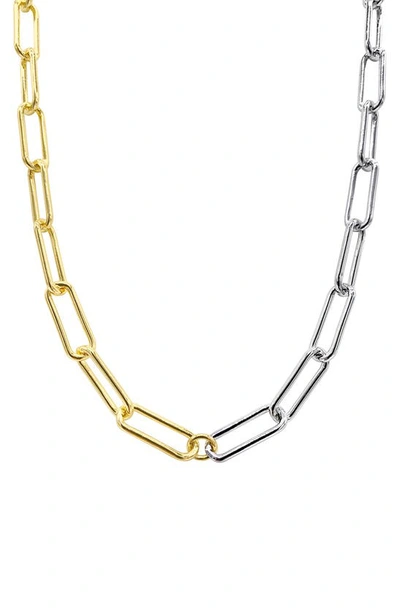 Adornia Mixed Paperclip Chain Necklace In Multi